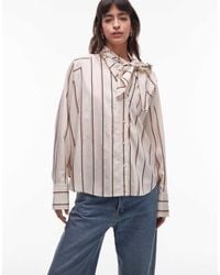 & Other Stories - Gestreepte Blouse Met Sjaal Om De Hals En Volumineuze Mouwen - Lyst