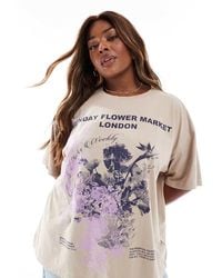 ASOS - Asos Design Curve Oversized Embroidered T-shirt With Flower Market Graphic - Lyst