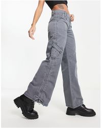 Reclaimed (vintage) - Pantaloni cargo slim svasati y2k color antracite - Lyst