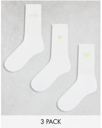 ASOS - Confezione da 3 calze bianche con ricami a motivo tennis - Lyst