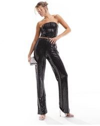 Pieces - High Waisted Sequin Straight Leg Trousers Co-ord - Lyst