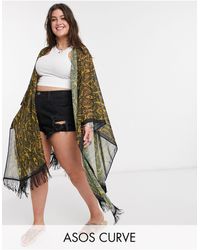 ASOS Asos Design Curve Tassel Cape - Yellow