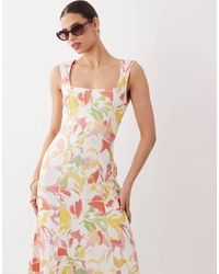 ASOS - Square Neck Seam Detail Midi Dress - Lyst