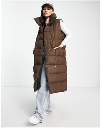 Threadbare - Chaleco largo marrón extragrande acolchado con bolsillos reflex - Lyst