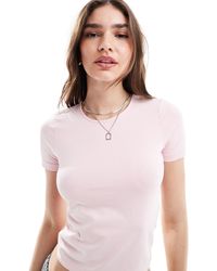 ASOS - Camiseta corta rosa lavado entallada - Lyst
