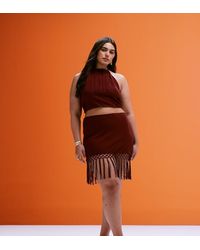 ASOS - Asos Design Curve Co-Ord Fringed Hem Mini Skirt - Lyst