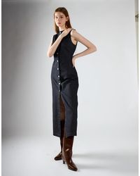 Glamorous - Button-Through Denim Maxi Dress - Lyst