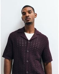 ASOS - Polo décontracté boutonné en maille texturée - prune - Lyst