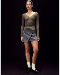 Stradivarius - Cashmere Blend Long Sleeve V-Neck T-Shirt - Lyst