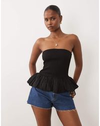 ASOS - Shirred Ruffle Hem Bandeau Top - Lyst