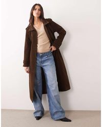 Abercrombie & Fitch - Faux Suede Funnel Neck Belted Trench Coat - Lyst