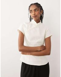ASOS - Mandarin Collar With Asym Button Detail Top - Lyst