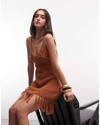 ASOS - Premium Hand Crochet Fringe Midi Dress - Lyst