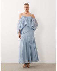 ASOS - Blouson Bodice Maxi Dress With Split Sleeve And Volume Godet Skirt - Lyst