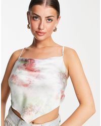 ASOS - Satin Scarf Top With Cowl Neck And Lace Up Back - Lyst