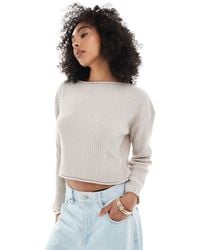 ASOS - Crew Neck Boxy Rib Jumper With Rolled Edge - Lyst