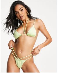NA-KD - X zoe pastelle - top bikini con laccetti verde con dettaglio ad anello - Lyst