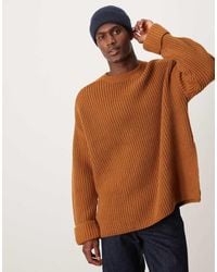 ASOS - Jersey Extragrande De Punto Acanalado Grueso De Mezcla De Lana De -Marrón - Lyst
