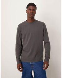 ASOS - T-Shirt Van Zwaar Geborsteld Katoen Met Ronde Hals En Lange Mouwen - Lyst