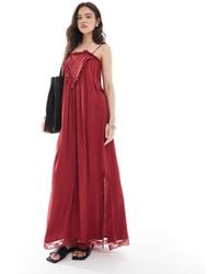 Miss Selfridge - Lace Detail Maxi Slip Dress - Lyst
