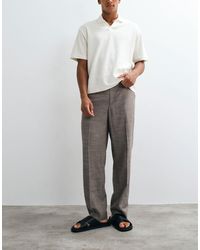 Mango - Linen Blend Tapered Trousers With Belted Deatail - Lyst