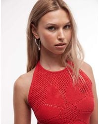 Reclaimed Vintage - Crochet Halter Neck Dipped Hem Top - Lyst