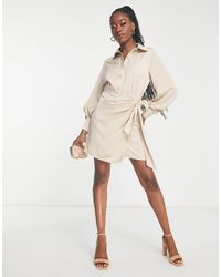 In The Style - X Terrie Mcevoy Button Through Wrap Detail Shirt Dress - Lyst