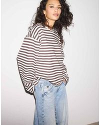 Stradivarius - Oversize Striped Long Sleeve T-Shirt - Lyst