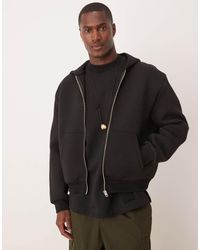 ASOS - Rechte Oversized Hoodie Van Zware Scubastof Met Ritssluiting - Lyst