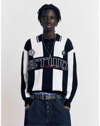 Pull&Bear - Stwd - polo en maille - noir et blanc - Lyst