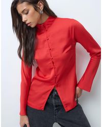 ASOS - Satin Button Up Blouse - Lyst