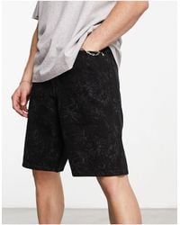 ASOS - Slim Regular Length Denim Shorts With Floral Print - Lyst