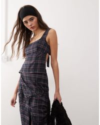 Collusion - – camisole-oberteil mit em karomuster und schnürung am rücken, kombiteil - Lyst