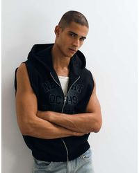 ASOS - Relaxed Sleeveless Zip Through Hood With Pigment Print - Lyst