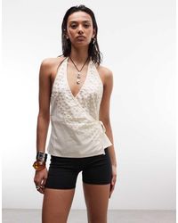 Collusion - Wrap Halter Top With Shell Buttons - Lyst