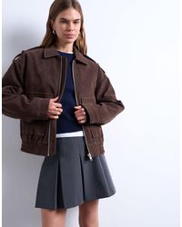 TOPSHOP - – bomberjacke aus wildlederimitat - Lyst