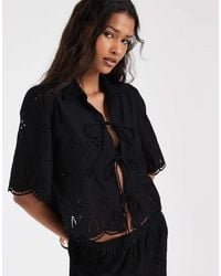 ONLY - Embroidery Details Tie Front Top Co-Ord - Lyst