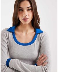 ASOS - Collar With Scoop Neck Long Sleeve Double Layer Top - Lyst