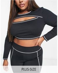 South Beach - Plus Over Lock Stitch Cut Out Long Sleeve Top - Lyst