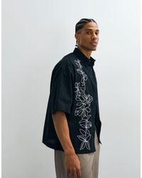ASOS - – kastiges oversize-hemd mit leinenanteil - Lyst