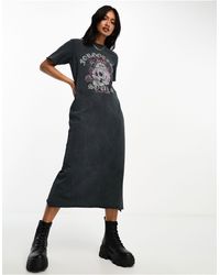 ASOS - Vestido midi color estilo camiseta con estampado gráfico - Lyst