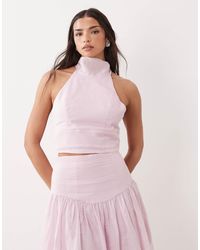 Bardot - Harlow Cotton High Halter Neck Crop Top - Lyst