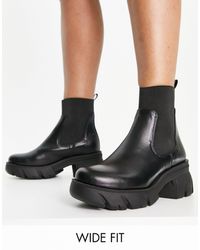 asos design gadget chunky chelsea wellies in clear