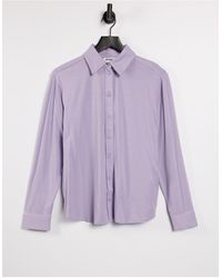 Weekday Jannike Organic Cotton Blend Jersey Shirt - Purple
