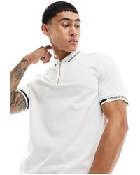 Armani Exchange - Logo Tipped Collar And Cuff Zip Neck Pique Polo - Lyst