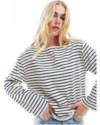 & Other Stories - Top blanco a rayas azul marino - Lyst