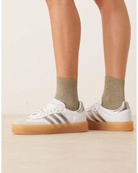 adidas Originals - Zapatillas De Deporte Blancas Y Plateado Metalizado Sambae De - Lyst