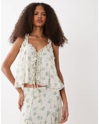 Mango - Crushed Ruffle Tie Front Sleeveless Top Co-Ord - Lyst