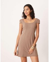 ASOS - Square Neck Cap Sleeve Seam Detail Mini Dress - Lyst