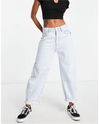 Dad jeans a vita bassa slavato di Stradivarius in Blu | Lyst